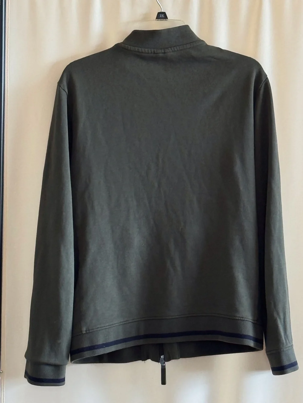 Armani Exchange Men's Dark Olive Green Full-Zip Knit Jacket